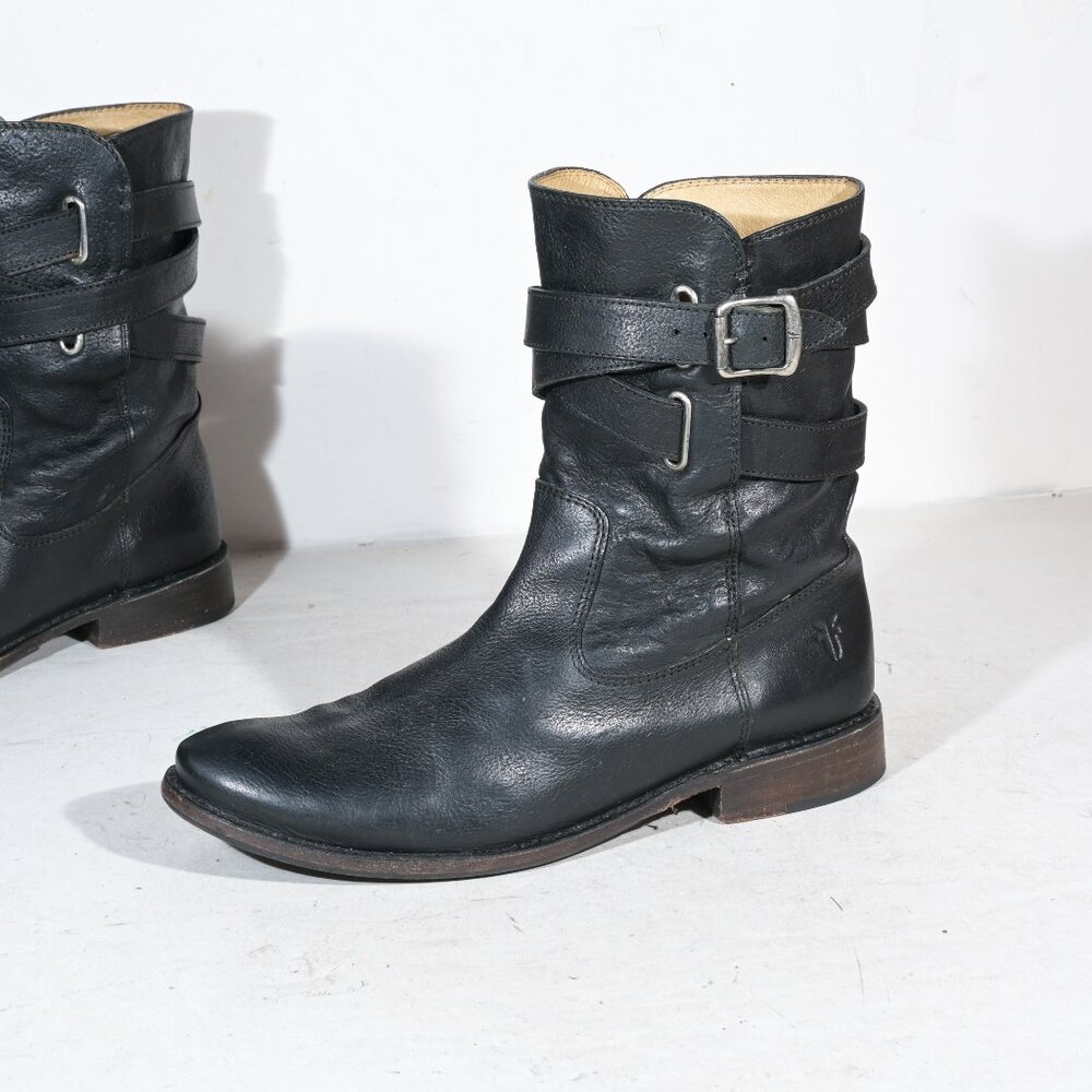 Frye 77734 Shirley Strappy Short Boot in Black - 7.5